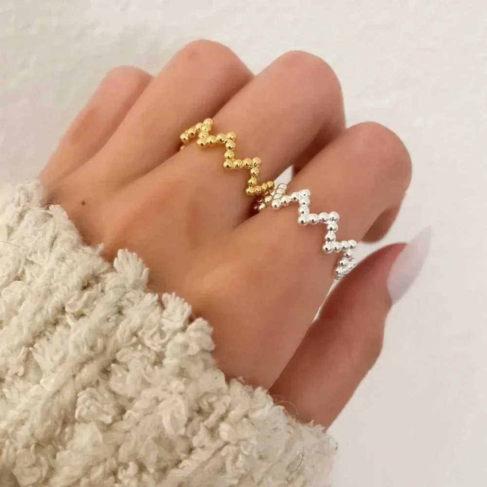 925 Sterling Silver Dainty Minimalist Zig Zag Ring Geometric Thin Stackable Ring